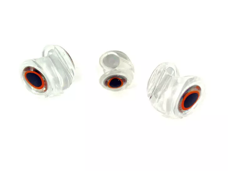 CLEAR FISH HEADS WITH 3D EYES hotfly - 10 pc.