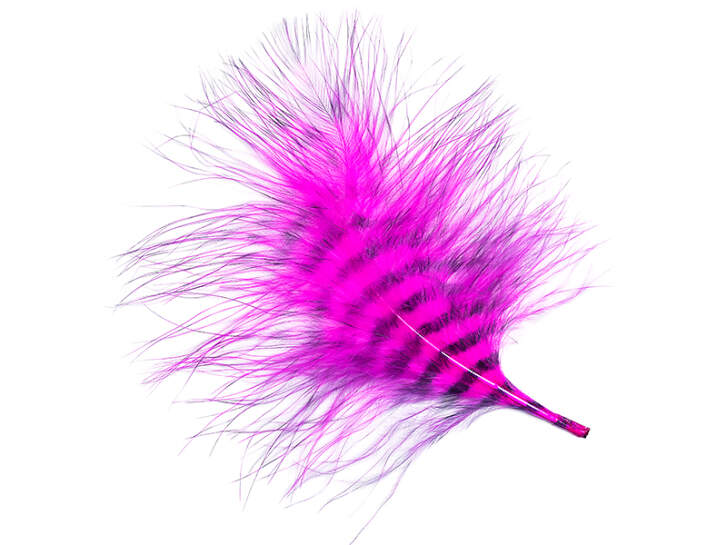 GRIZZLY MARABOU hotfly - 5 Stk. - ca. 13 cm - pink fluo black grizzly
