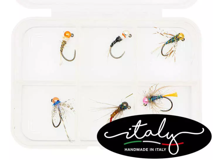 Fliegenset hotfly TUNGSTEN MADE IN ITALY ESSENTIAL - 6 Fliegen BL mit Box