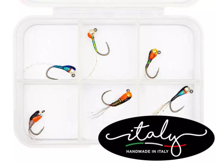 Fliegenset hotfly PERDIGON MADE IN ITALY ESSENTIAL - 6 Fliegen BL mit Box