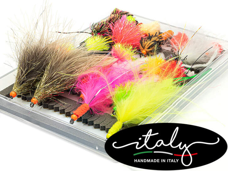Mosche Da Pesca A Mosca – Articulated Hareball Leech (sanguisuga) Chartreuse Orange X3 – Testa D’acciaio E Salmone