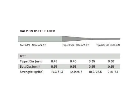 Terminale guideline POWER STRIKE PRO - salmon - 365 cm / 12 ft - 0,45 mm