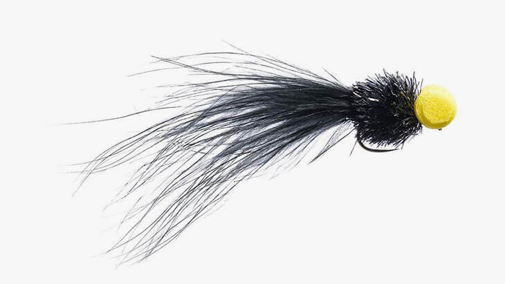 Booby black yellow Marabou barbless stillwater fly fishing fly pattern floating 