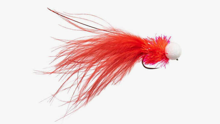Booby red white Marabou barbless stillwater fly fishing fly pattern floating